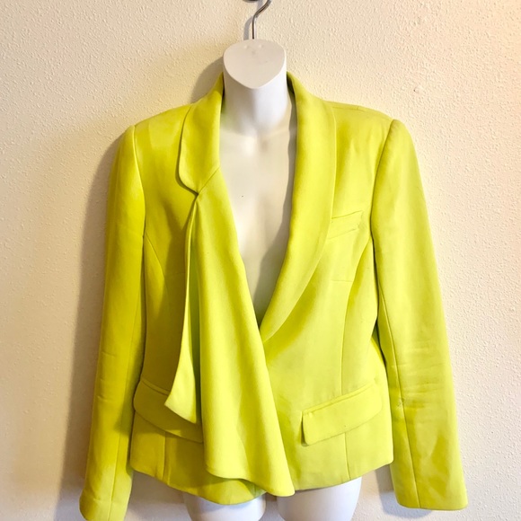 SOLD- Trina Turk Bright Citron Yellow Ruffle Blazer - Picture 2 of 9